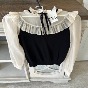 Zara Ruffled Blouse With Bow